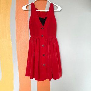 American Apparel Red Fit & Flare Back Button Dress
